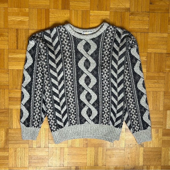 London Fog Vintage 1990's Grey Large Knitted Sweater - Picture 1 of 5